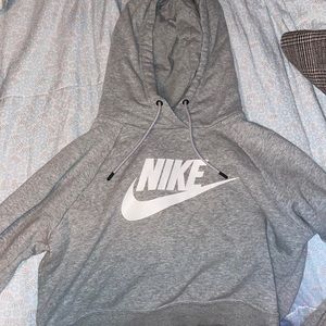 Grey Cropped Nike Hoodie